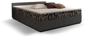 Manželská posteľ Boxspring 140 cm Ceren (vzor + tmavosivá) (s matracom a úložným priestorom). 1046413