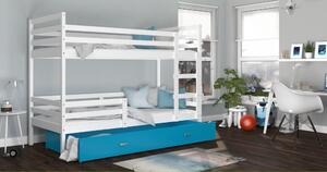 Patrová postel JACEK včetně úložného prostoru (Bílá), Modrá