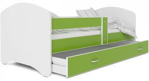 Dětská postel LUCKY včetně úložného prostoru (Bílá), Zelená