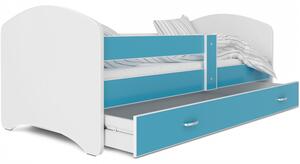 Dětská postel LUCKY včetně úložného prostoru (Bílá), Modrá