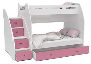 Patrová postel ZUZKA s úložným prostorem (různé barvy), Růžová