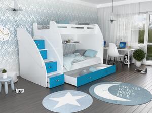 Patrová postel ZUZKA s úložným prostorem (různé barvy), Modrá