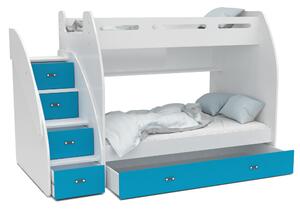 Patrová postel ZUZKA s úložným prostorem (různé barvy), Modrá