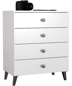 AKORD MOBI Bílá komoda 60 cm 4 zásuvky barva Bílá matná 60x37x73 cm