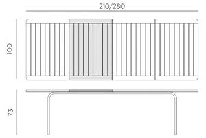 Nardi Hnědo-bílý plastový rozkládací zahradní stůl Alloro 210/280 x 100 cm