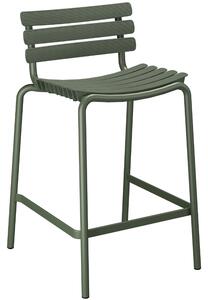 Olivově zelená plastová zahradní barová židle HOUE ReCLIPS 69 cm