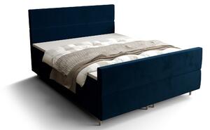 Manželská postel Boxspring 140 cm Flu Plus Comfort (tmavě modrá) (s matrací a úložným prostorem). 1055950