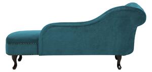 Modro-zelená pohodlná sametová lenoška Chesterfield - levá NIMES