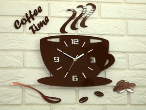 Moderní nástěnné hodiny COFFE TIME 3D COPPER (nalepovací hodiny na stěnu)