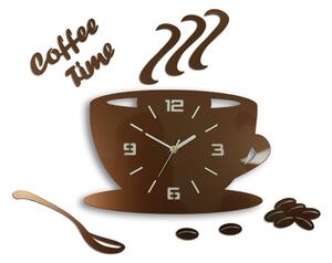 Moderní nástěnné hodiny COFFE TIME 3D COPPER (nalepovací hodiny na stěnu)