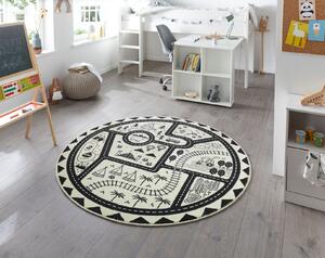 Hanse Home, Dětský kusovy koberec Adventures 105542 Creme | Černá Typ: kulatý 160 cm