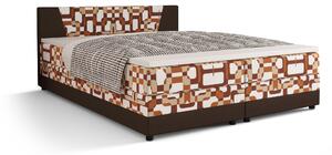Manželská postel Boxspring 140 cm Linda (vzor + tmavě hnědá) (s matrací a úložným prostorem). 1046622
