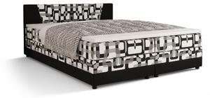 Manželská postel Boxspring 140 cm Linda (vzor + černá) (s matrací a úložným prostorem). 1046624