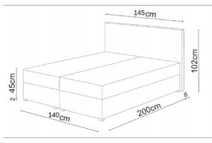 Manželská postel Boxspring 140 cm Lilac (vzor + černá) (s matrací a úložným prostorem). 1046637