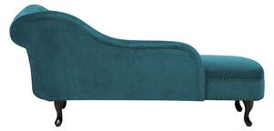 Modro-zelená pohodlná sametová lenoška Chesterfield pravá NIMES
