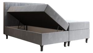 Manželská postel Boxspring 140 cm Lumba (šedomodrá) (s matrací a úložným prostorem). 1046671