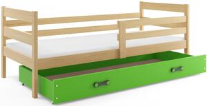 Dětská postel Eryk - 1 osoba, 80x190 s úložným prostorem – Borovice, Zelená