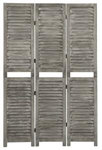 3dílný paraván šedý 106,5 x 166 cm masivní dřevo