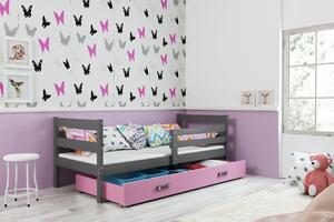 Dětská postel Eryk - 1 osoba, 80x190 s úložným prostorem – Grafit, Zelená