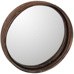 Hnědé ratanové závěsné zrcadlo J-line Trage 30 cm