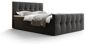 Manželská posteľ Boxspring 160 cm Macheta (tmavosivá) (s matracom a úložným priestorom). 1046720