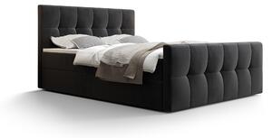 Manželská postel Boxspring 140 cm Macheta (černá) (s matrací a úložným prostorem). 1046711
