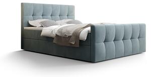 Manželská postel Boxspring 140 cm Macheta (šedomodrá) (s matrací a úložným prostorem). 1046713