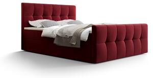 Manželská posteľ Boxspring 140 cm Macheta (bordová) (s matracom a úložným priestorom). Vlastní profesionální přeprava až k Vám domů 1046715