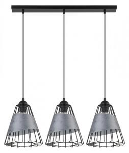 SIGMA Závěsné kovové osvětlení DENI nad jídelní stůl, 3xE27, 60W, černá/šedá 40542