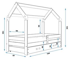 Dětská postel Domek - 1 osoba, 80x160, s úložným prostorem – Borovice