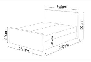 Manželská postel Boxspring 160 cm Milagros Comfort 3 (černá) (s matrací a úložným prostorem). 1056198