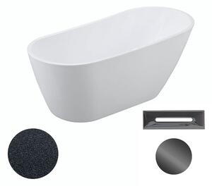 Besco Akrylátová volně stojící vana Melody Glam G 150x80 (170x80) Barva: Bílá/grafit, Rozměry (cm): 170x80, Typ a barva výpustě: Click-Clack s přepadem, grafit
