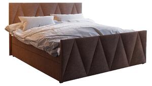 Manželská postel Boxspring 160 cm Milagros Comfort 3 (tmavě hnědá) (s matrací a úložným prostorem). 1056200