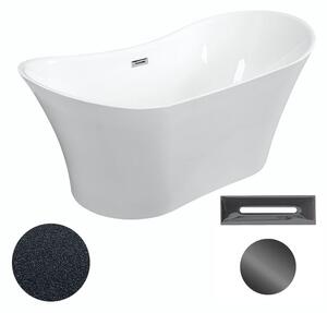 Besco Akrylátová volně stojící vana Amber Glam G 170x80 Barva: Bílá/grafit, Rozměry (cm): 170x80, Typ a barva výpustě: Click-Clack s přepadem, grafit