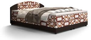 Manželská postel Boxspring 140 cm Orlando Comfort (vzor + tmavě hnědá) (s matrací a úložným prostorem). 1056250