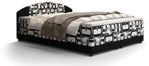 Manželská postel Boxspring 140 cm Orlando (vzor + tmavě hnědá) (s matrací a úložným prostorem). 1047279