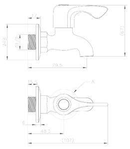 Aqualine, Nástěnný kulový ventil 1/2´´, krátký, chrom, ZY12033