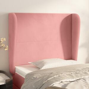 Čelo postele typu ušák růžové 83 x 23 x 118/128 cm samet