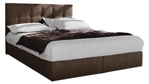 Manželská postel Boxspring 140 cm Porto Comfort (tmavě hnědá) (s matrací a úložným prostorem). 1056301