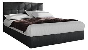 Manželská postel Boxspring 140 cm Porto (černá) (s matrací a úložným prostorem). 1047304