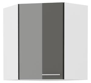 Rohová horní kuchyňská skříňka Lavera 58 x 58 GN 72 1F (bílá + lesk šedý). 1032419