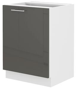 Dolní kuchyňská skříňka Lavera 60 D 1F BB (bílá + lesk šedý). 1032409