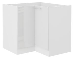 Rohová dolní kuchyňská skříňka Lavera 89 x 89 DN 1F BB (bílá + lesk bílý). 1032339