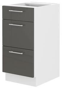 Dolní kuchyňská skříňka Lavera 40 D 3S BB (bílá + lesk šedý). 1032410