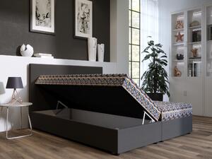 Manželská postel Boxspring 140 cm Skonto (tmavě šedá + vzor pletený) (s matrací a úložným prostorem). 1047347
