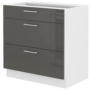 Dolní kuchyňská skříňka Lavera 80 D 3S BB (bílá + lesk šedý). 1032423