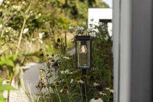 LUTEC LED zahradní solární lampa FLAIR, 1xE27, 2W, teplá bílá, černá 6988802012