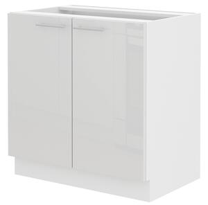 Dolní kuchyňská skříňka pod dřez Lavera 80 ZL 2F BB (bílá + lesk bílý). 1032333