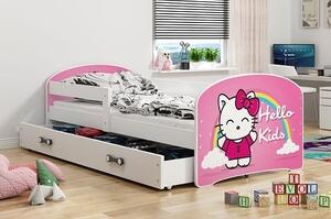 Dětská postel Luki 1 80x160 s úložným prostorem - 1 osoba - Bílá, Kočka