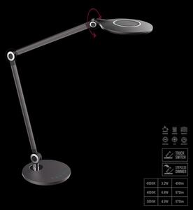 PREZENT LED stolní dotyková lampa BELTIS, 9W, teplá-studená bílá, černá 31213